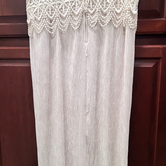 Cattiva Womens Ivory Short Sleeve Pearl Lace Evening Maxi Dress Size 16 - Picture 8 of 11
